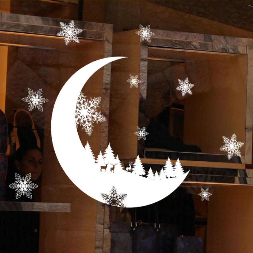 Sneeuw Maand Elektrostatische Muursticker Vensterglas Kerst Diy Stickers Thuis Sticker Kerst Decoratie Jaar Behang.