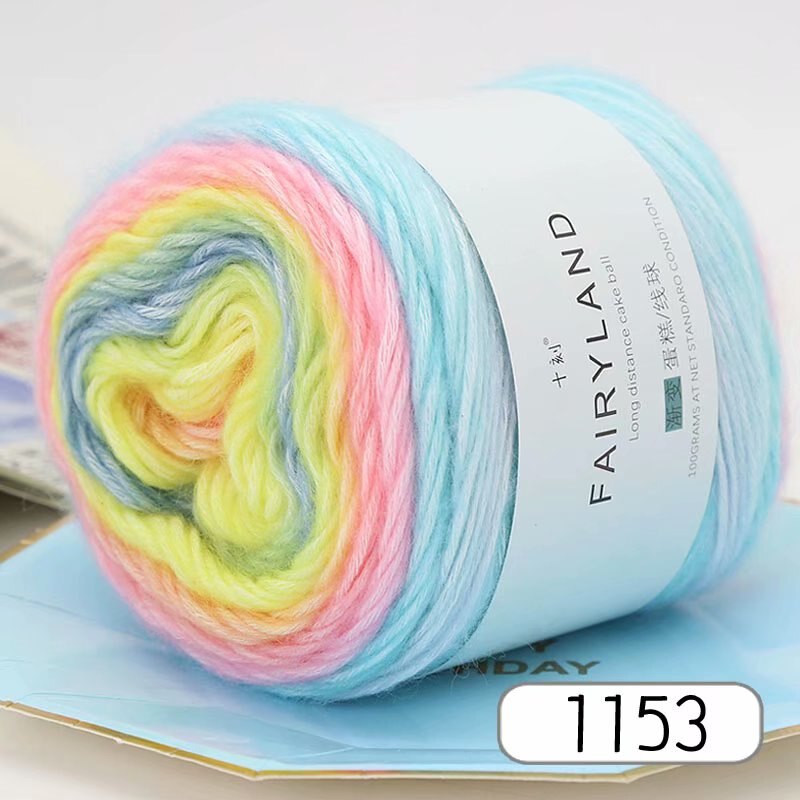 100g Rainbow Color Hand-woven Cotton Yarn Soft Crochet Thick Yarn For Hand Knitting Warm Sweater Sofa Cushion Scarf DIY: 1153