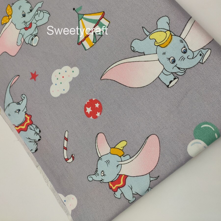 Tissu en sergé de coton par demi-mètre tissu imprimé éléphant volant pour bricolage couture Patchwork robe de poupée bébé masques de lit Textile à la maison: 50x80cm / Cotton Fabrics 01