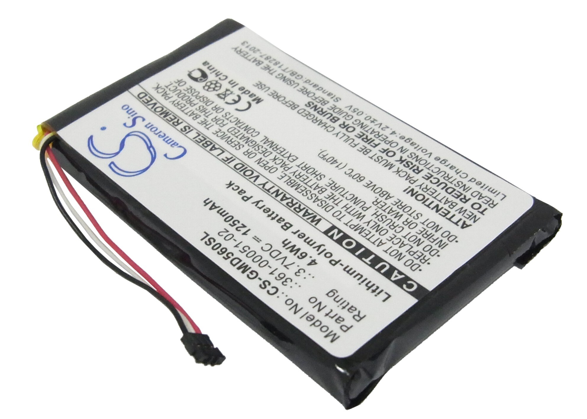 Batterie Cameron Sino 1250mAh pour GPS Garmin 361-00051-02, navigateur