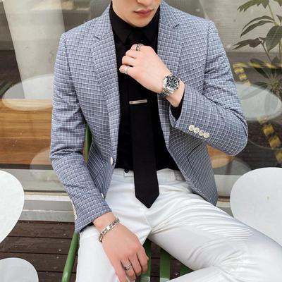 Lente Britse Stijl Dunne Pak Business Casual Jas Koreaanse Versie Van De Trend Van Mannen Slim En elegante Kleine Pak: Blauw / S