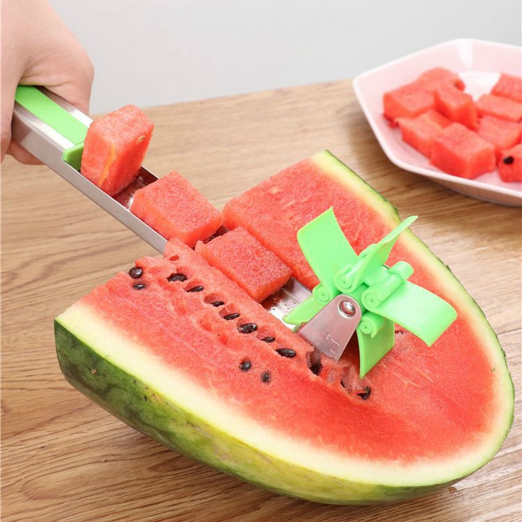 Originaliteit Fruit Watermeloen Slicer Cutter Tang Corer Meloen Rvs Keuken Tool Watermeloen Gesneden Blokjes Voor Zomer