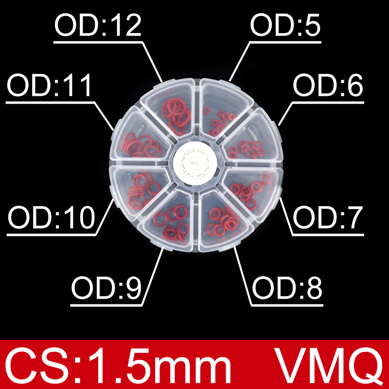 Boxed nitril siliconen rubber O-ring reparatieset kraan afdichting klep waterdichte machine oliebestendige pakking combinatie kit-.-: Blauw