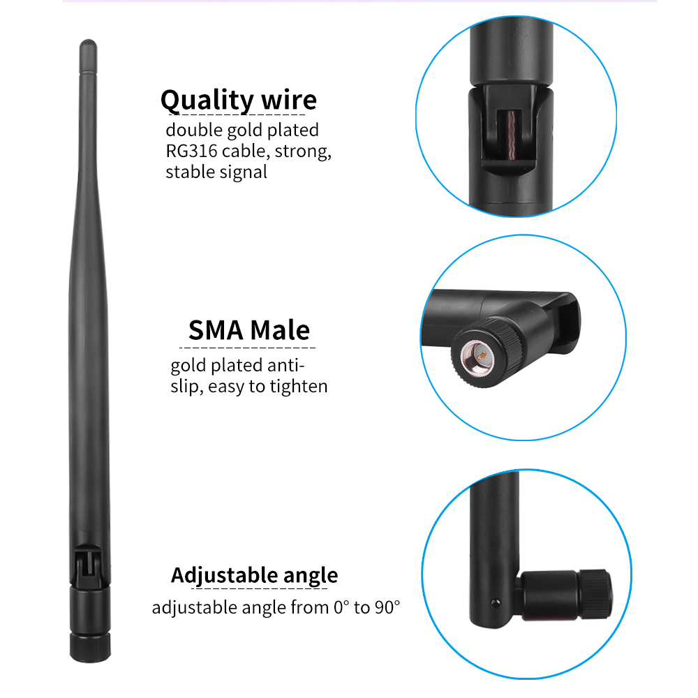 Kebidumei, enrutador inalámbrico tipo WiFi de 2,4 GHz 6dBi, antena SMA 2,4G para Mini PCI U.FL IPX a RP SMA, Cable Pigtail macho