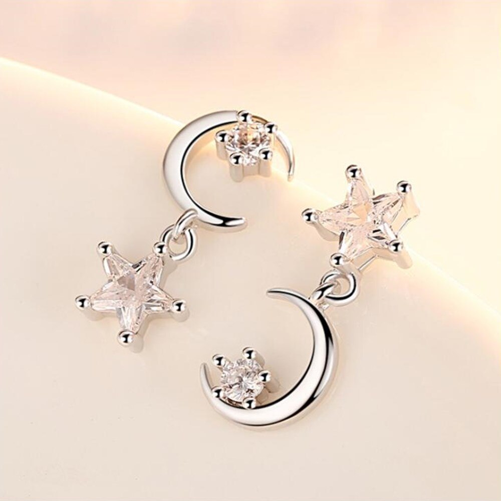 NEHZY 925 sterling silver new donna Orecchini Con Perno di Alta Qualità Retro Semplice Cubic Zirconia Orecchini Caldi di Vendita Star Moon Gioielli