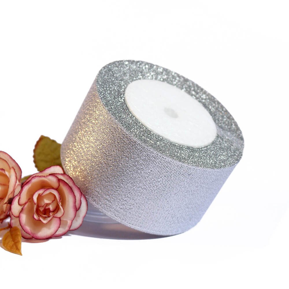 Handmade Silver Metallic Ribbon 25 Yards Ribbon For Bow Craft Wedding Party DIY Decoration packaging accessories: 50mm 25Y Silver