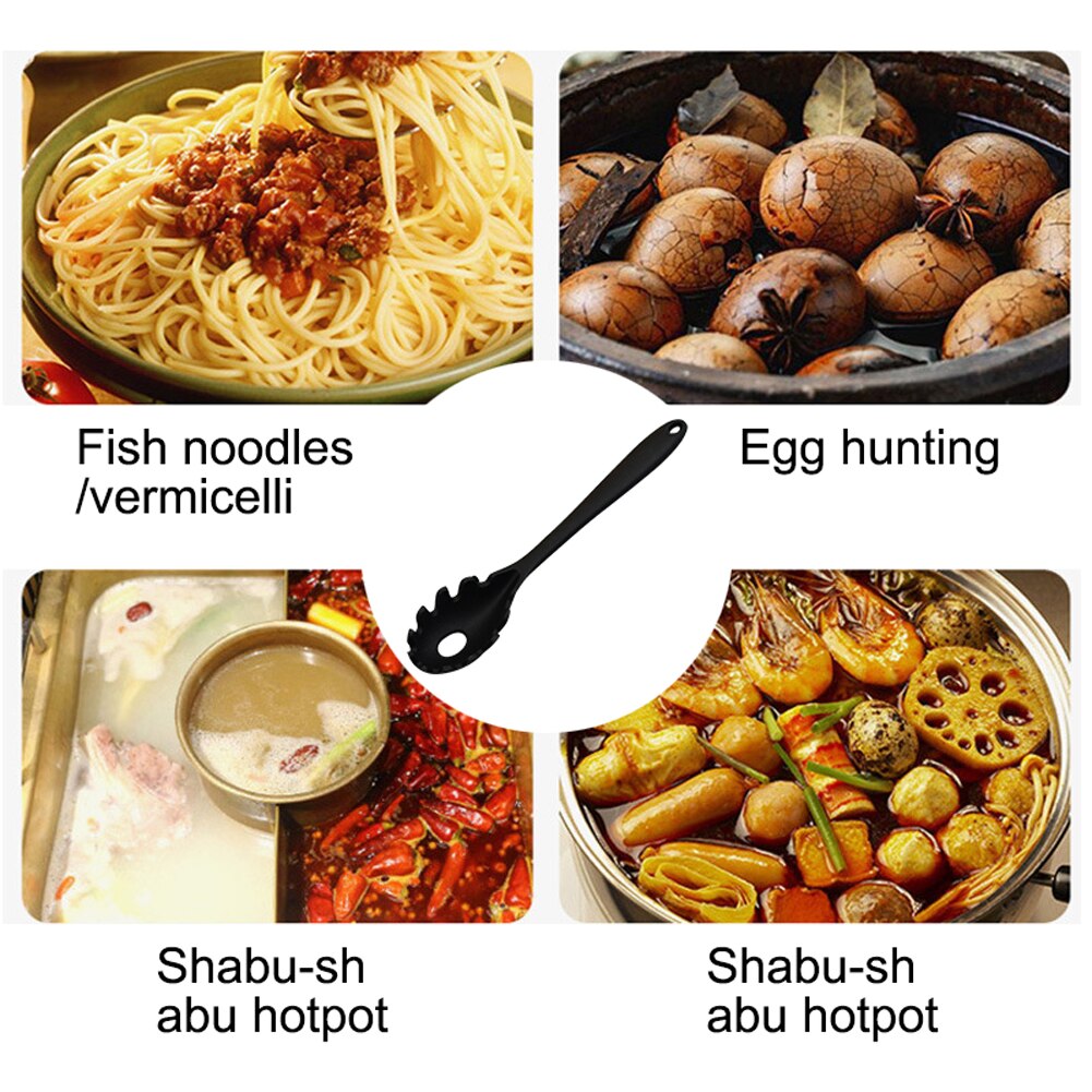 Heat Resistant Spoon Pasta Fork Long Handle Soft Silicone Practical Mini Portable Multifunctional Cooking Tool Noodle Ergonomic