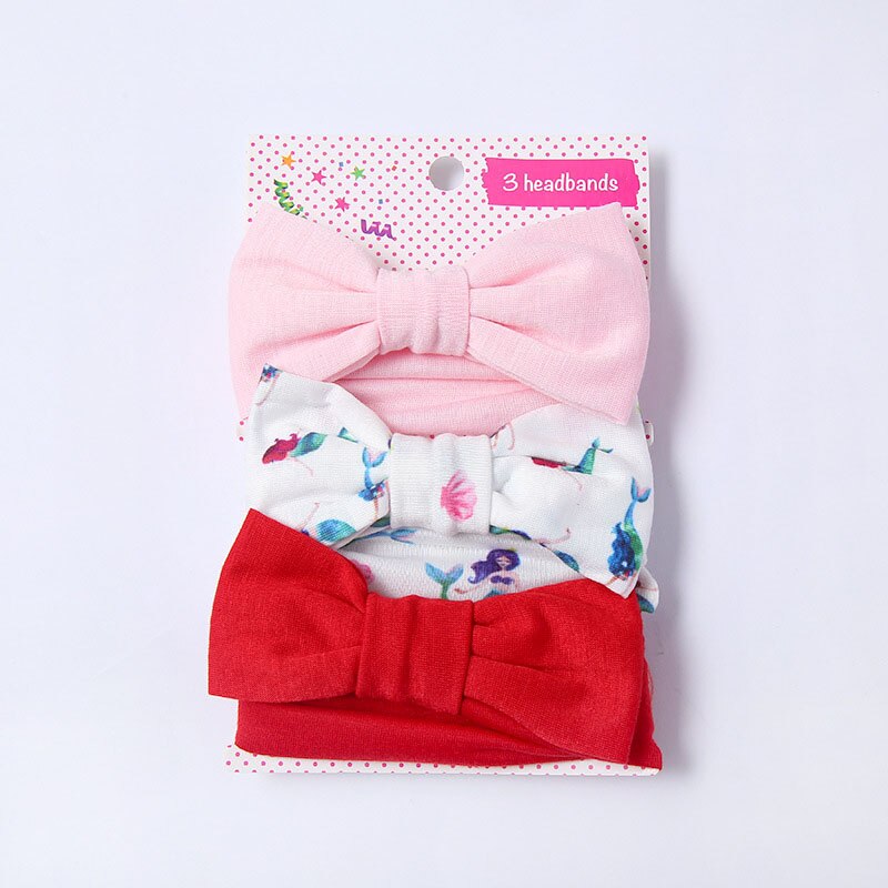 3 Stks/set Bloemen Baby Hoofdband Zachte Katoen Bloemenprint Dot Gedrukt Bows Geknoopt Meisje Hoofdbanden Haar Accessoires Dropshippin: set 2