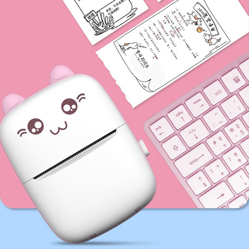 Mini impresora térmica portátil, máquina de impresión inalámbrica BT, 200dpi, para etiquetas, Impresión de mensajes incorrectos con Cable USB, IOS