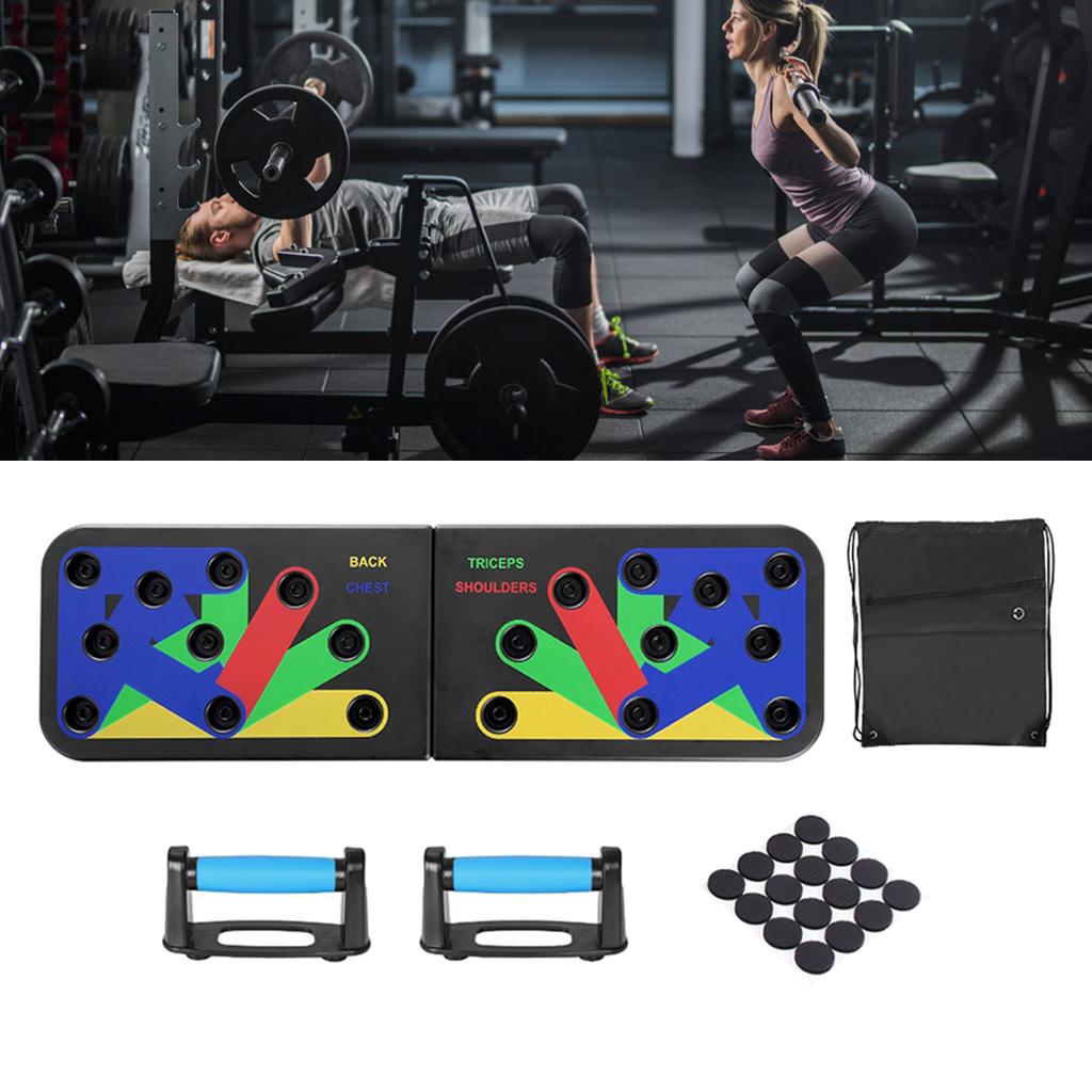 9in1 Push Up Board Pushup Stands Foldable Back &amp; Non-Slip Stickers for Gym
