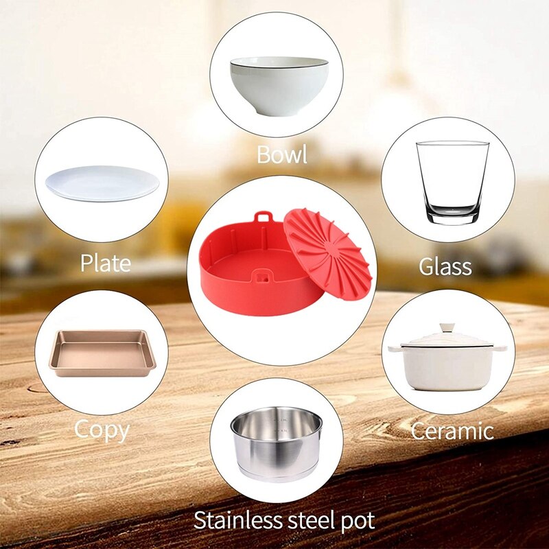 Juego de accesorios de silicona para freidora de aire, alfombrilla de cesta de silicona para freidora de aire con Mini guantes de silicona para horno