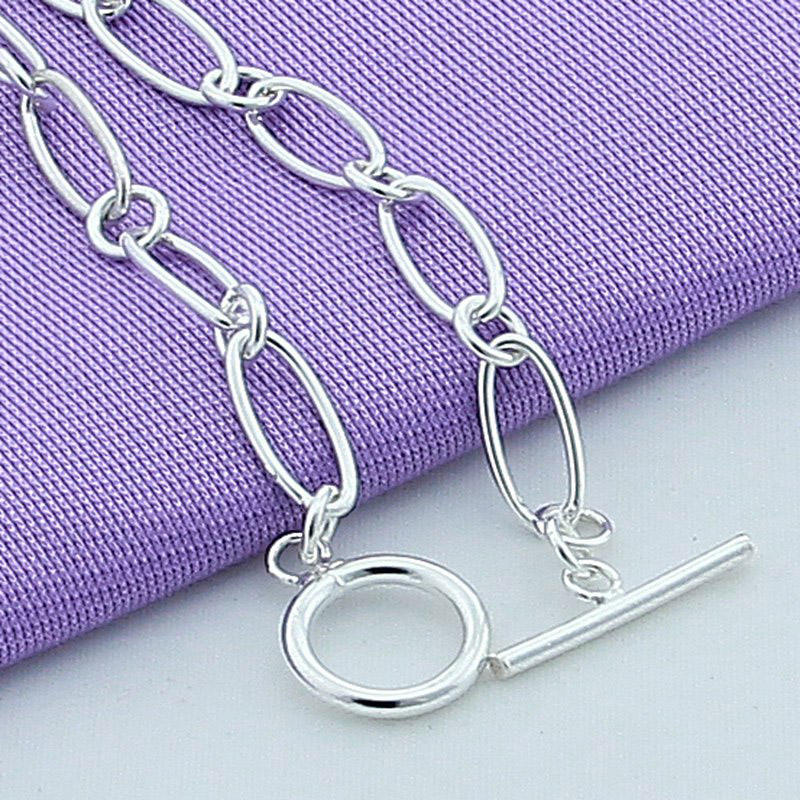 Pulseras de cadena simples de plata 925, joyería para mujer, pulsera con dijes,