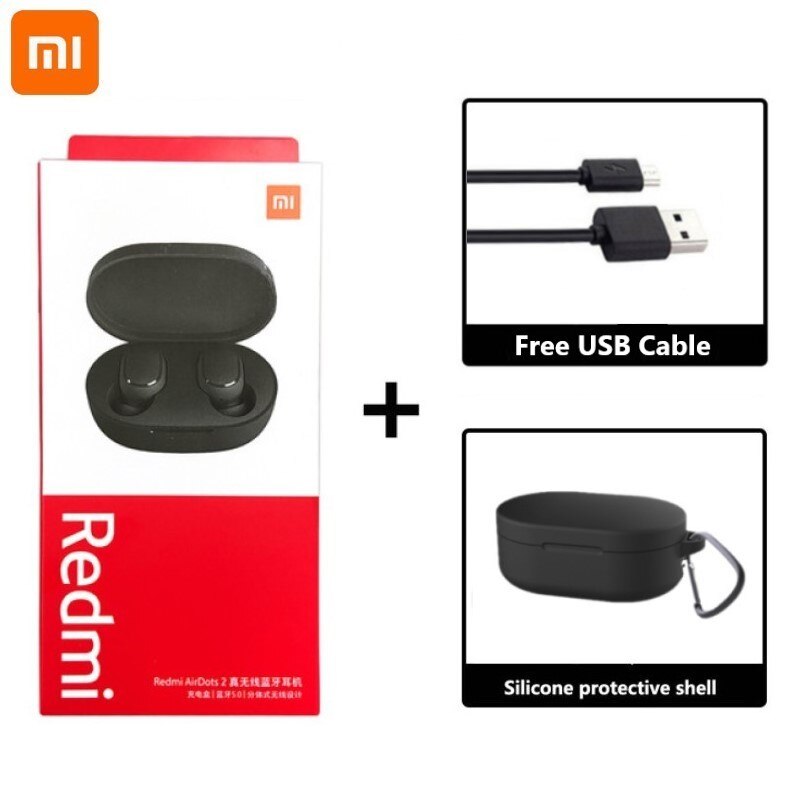 Xiaomi Redmi Airdots 2 Originele Tws Bluetooth 5.0 Ruisonderdrukking Met Mic Ai Controle Redmi Airdots S Echte Draadloze Headset: Free case cable 3