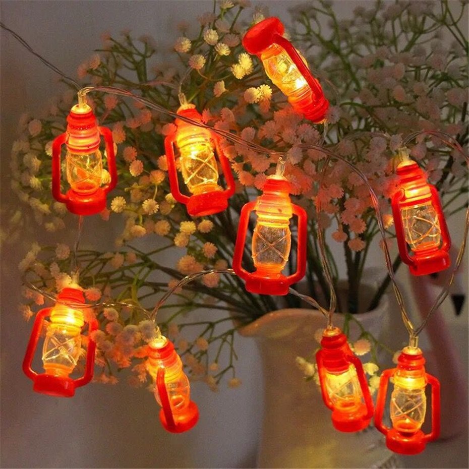 3M 20leds Battery Power Coleman lantern LED String Lights Warm light Lamps Decoration for Room Party marqueeing Larterns: Red lantern / USB / 3M 20LED