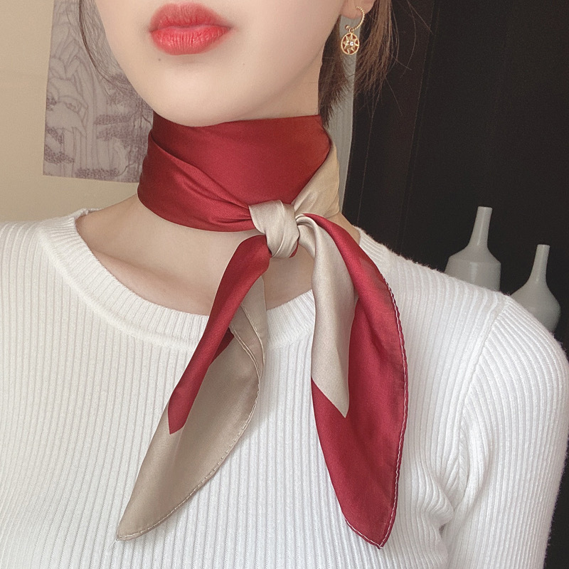 Luxo xale de seda lenço quadrado para mulheres cetim moda envolve lenço feminino faixas de cabelo fita bandana mulher hijab