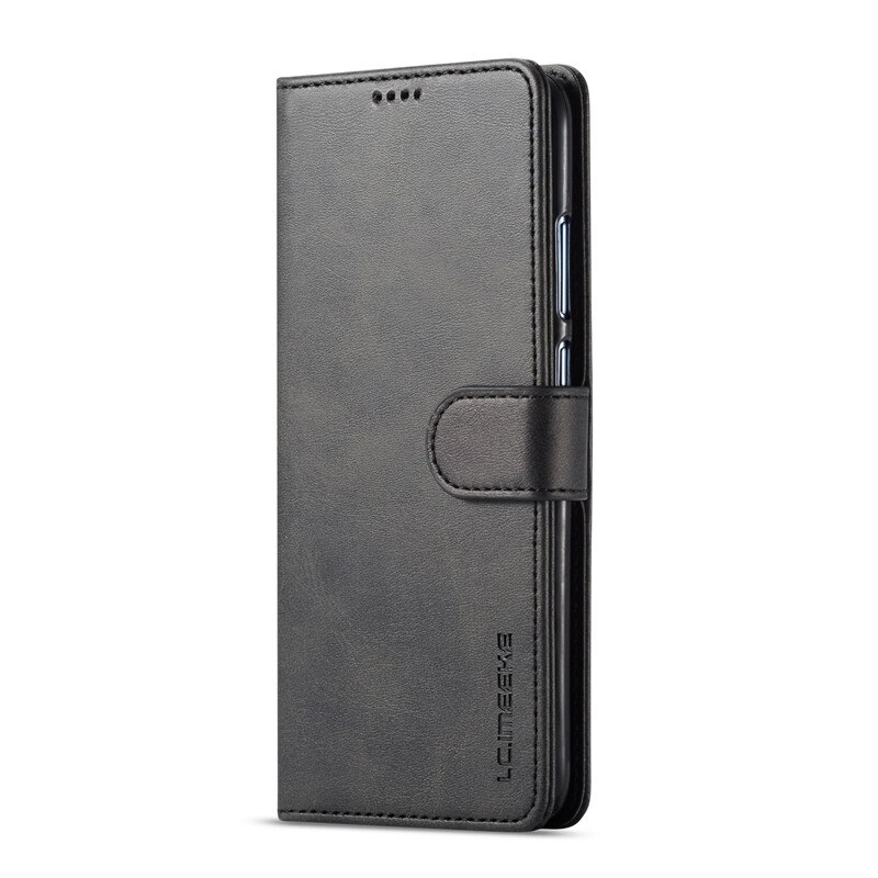 Coque portefeuille en cuir à rabat, étui de luxe pour Huawei Honor 9X: Black