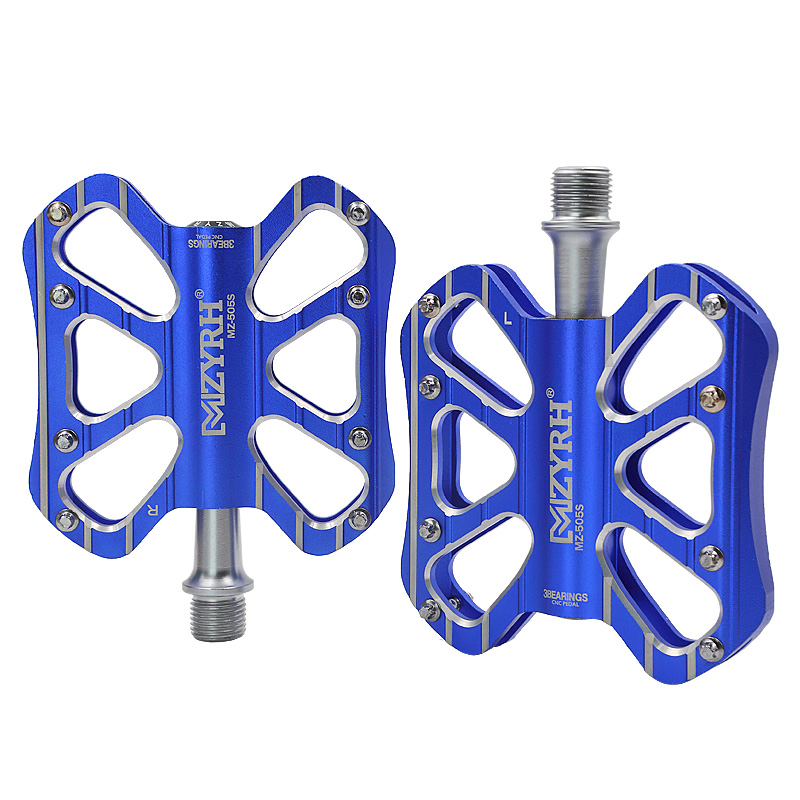 MZYRH 724 503S 505S Bicycle Pedal Ultralight Non-Slip MTB Pedals Aluminum Alloy Flat Applicable Waterproof Bicycle Parts: 505S-blue