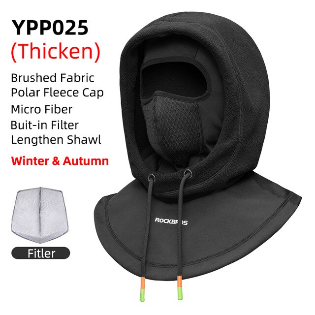 ROCKBROS-mascarilla de ciclismo para hombre y mujer, pasamontañas cálido a prueba de viento, máscara de lana de doble capa para motocicleta y Scooter, Invierno: YPP025