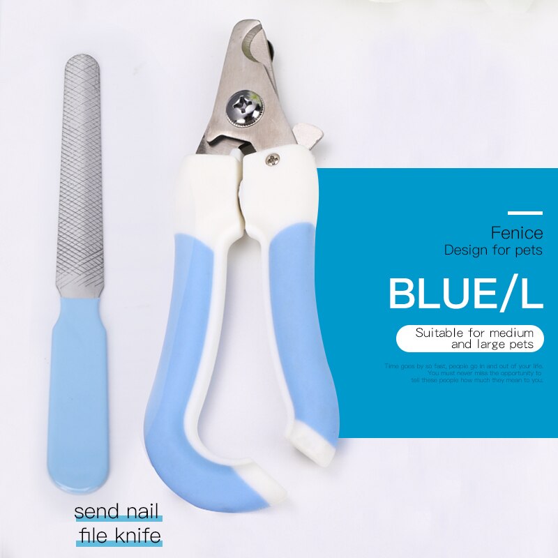 Fenice Pet Nail Clipper Scissors Pet Dog Cat Nail Toe Claw Clippers Scissors Trimmer Grooming Tools for Animals Pet Supplies: Blue L
