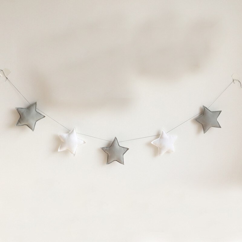 Guirnalda nórdica de estrellas y luna para decoración de pared, cartel de , alfombra de cama, banderines para Baby Shower, adorno colgante para habitación de niños, accesorios para fotos: L