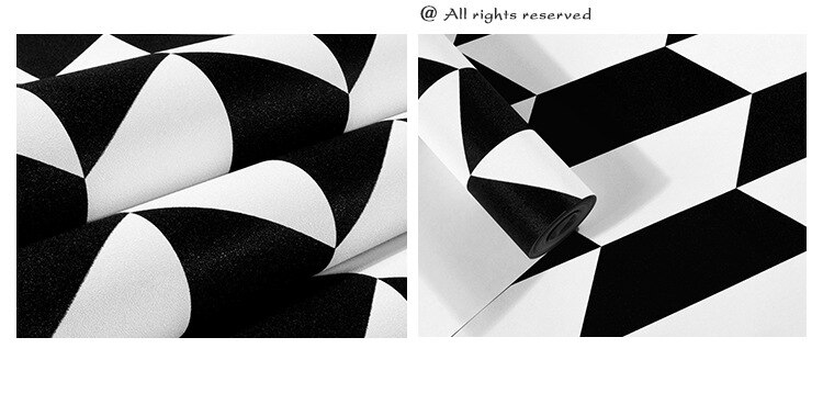 Papier peint géométrique noir et blanc minimaliste... – Grandado