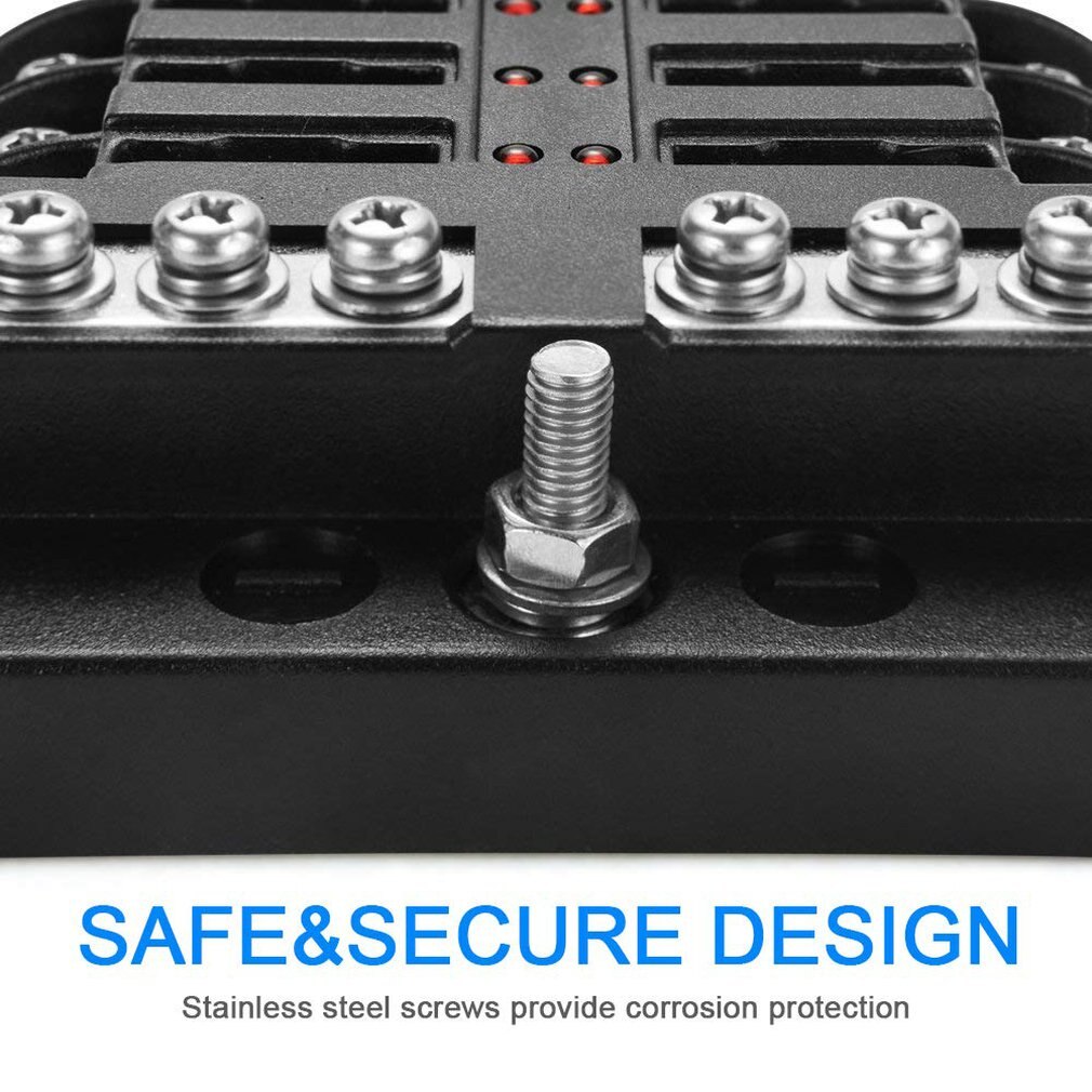 Fuse Box Blade Fuse Block Holder Screw Nut Terminal Independent Positive Negative Pole LED Indicator Fuse Box