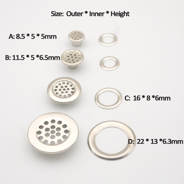 150 zestawów metalowe oczko 8/16mm siatka metalowa oczko z podkładką metalowe przelotki oczka robić mebli materac JY-012