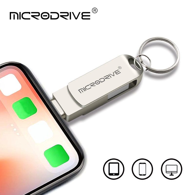 Rotate Usb 3.0 Flash Drive for iPhone with 2 in 1 USB-A to lightning interface 32-256GB pendrive for Iphone7/8/9/11/12/13 / Ipad