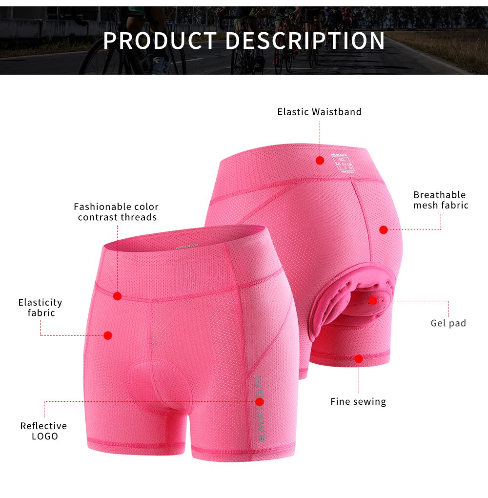 WOSAWE pantaloncini da bici da donna intimo da ciclismo 3D imbottito MTB Mountain Bike pantaloncini da ciclismo Design ergonomico