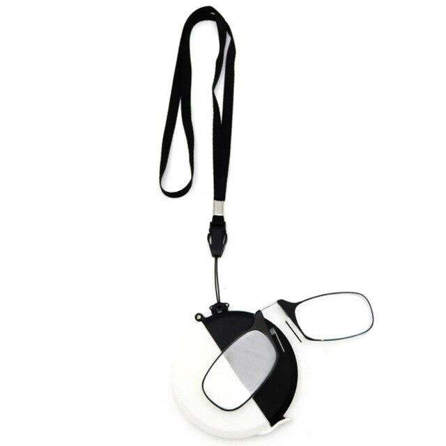 Nonor Mannen Leesbril Hals Opknoping Glazen Mini Neus Clip Op Reader Rimless Portemonnee Vergrootglas Presbyopie Eyewear Met Case: +200 / black