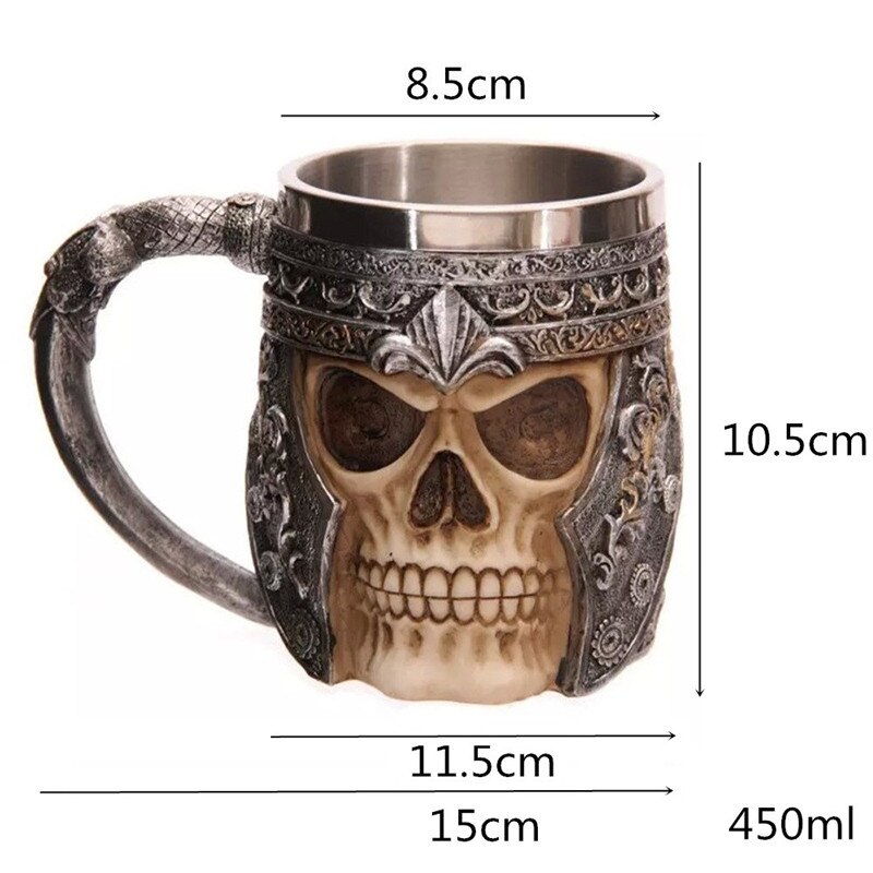 Halloween Mok Beker Retro Hars Roestvrij Staal Bier Mok Skull Knight Koffie Water Cup Viking Thee Mok Bar Decoratie: 450ml A