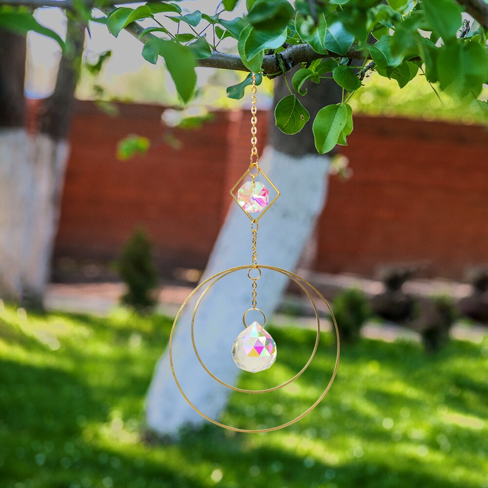 Kryształowa kula żelazny pierścień pryzmaty robić zawieszenia tęcza pościgowy oświetlenie łapacz wiatr dzwonki robić zasłna okiennych wystrój ogrodu w domu