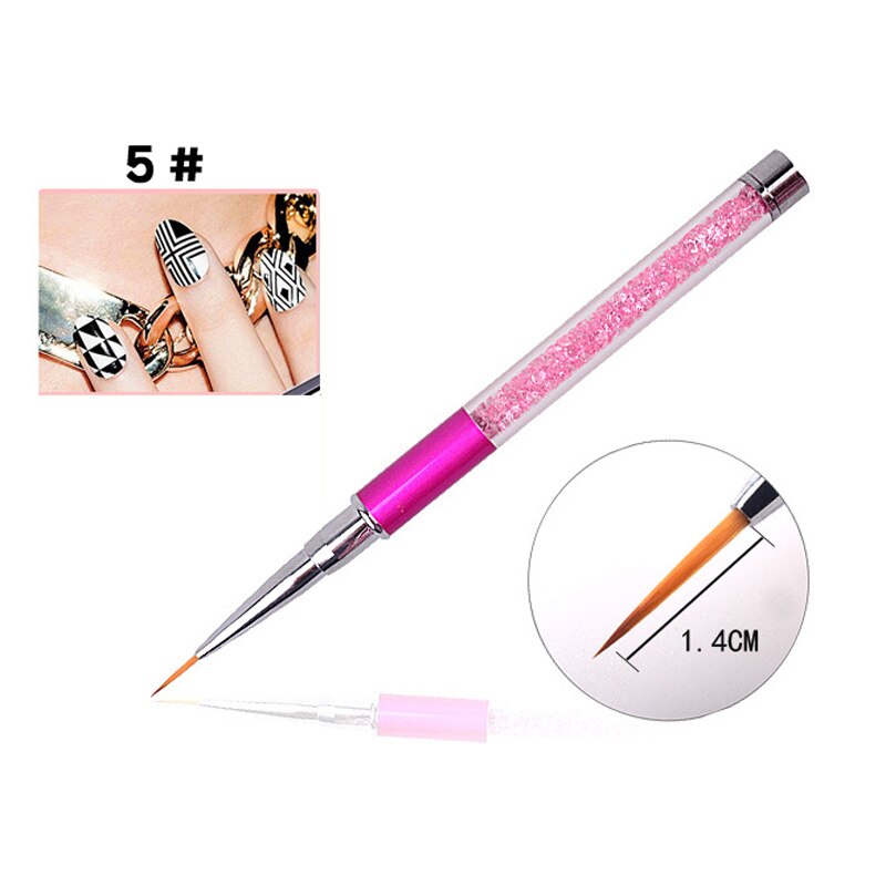 Trazador de líneas de pintura en Gel UV, 1 unidad, cepillo de pluma para uñas, removedor de cutículas de cuarzo, mango de cuentas de 10 colores, herramienta de pincel para manicura artística: 5