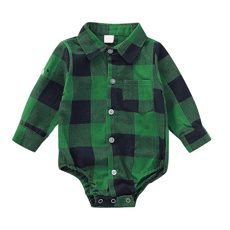 Baby Girls Boys Long Sleeve Plaid Print Rompers Autumn Infant Kids Bodysuit Jumpsuit Outfits