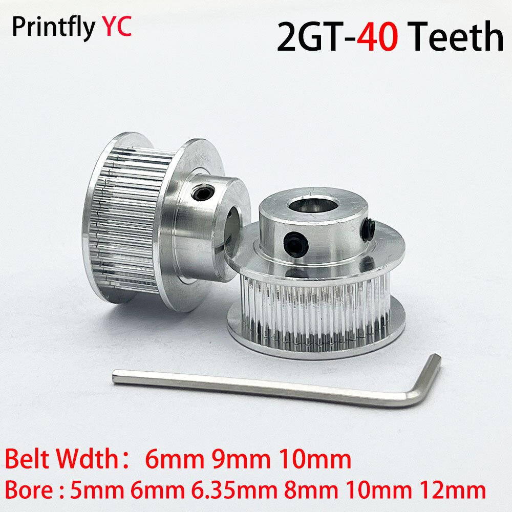 3D Printer Parts40 Teeth 2GT 2M Timing Pulley Bore 5/6/6.35/7/8/10/12mm for GT2 Synchronous belt width 6/9mm small backlash 40Te