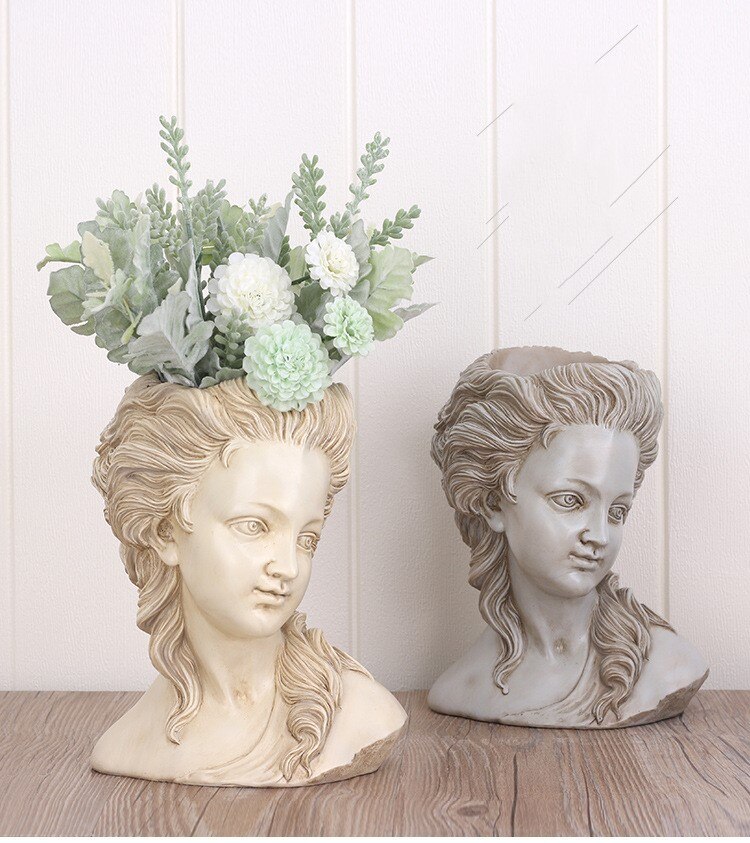 Maceta con cabeza de maceta para plantas suculentas, maceta de diosa griega para bonsái, macetas de jardín, artesanías de mano, decoración de escritorio para el hogar