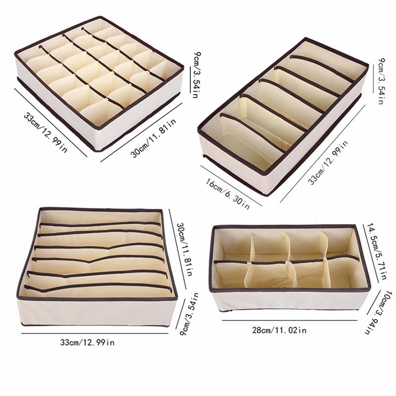 4pcs/Set Underwear Bra Organizer Storage Box 2 Colors Drawer Closet Organizers Boxes For Underwear Scarfs Socks Bra Multi Size: 4pcs-1 set B
