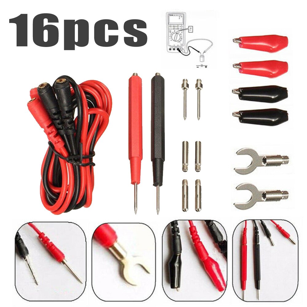 16pcs/Set Multifunction Digital Multimeter Test Leads Probes Voltage Meter Cable Durable And Practical