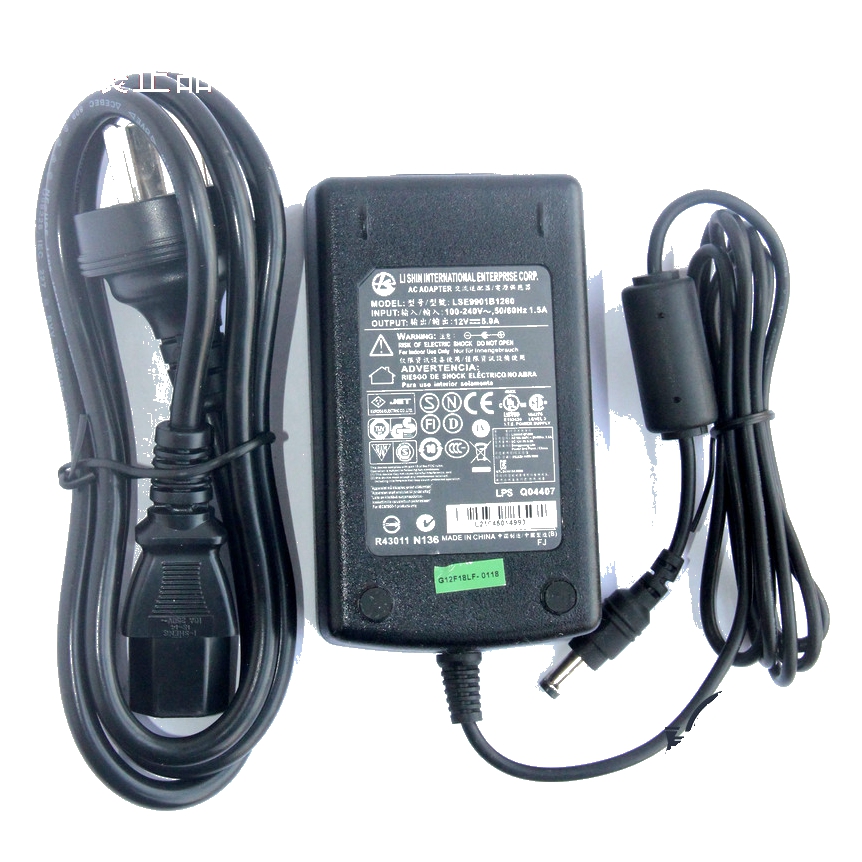 Original LS LI SHIN 12V5A AC DC Adapter Charger LSE9901B1260 12V 5A 60W LCD Monitor Power Supply Adaptor: black