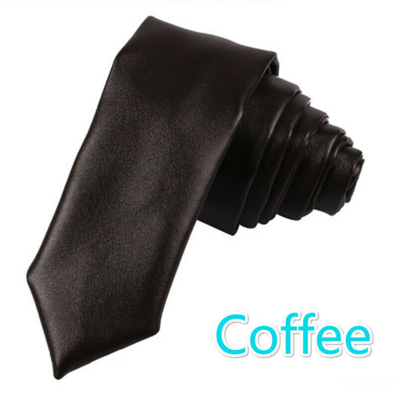 Corbatas de cuero PU informales para hombre, corbatas de de Color sólido, corbata para traje de negocios y boda: 05