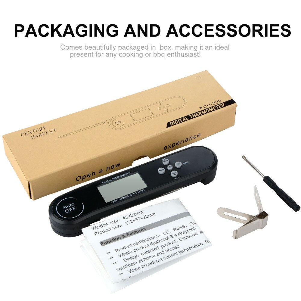 Digital Food Cooking Thermocouple BBQ Thermometer Ultra Fast Instant Read Meat Thermometer with Touchable Button Kitchen BBQ