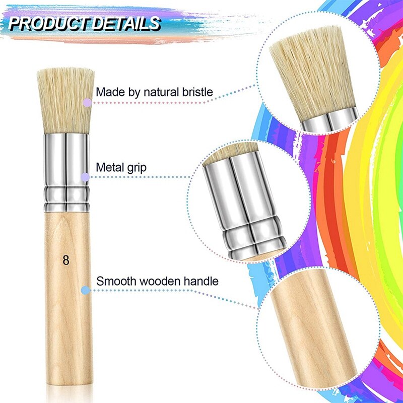 15 Pieces Wooden Stencil Brushes Stencil Brushes Painting Brushes Wooden Handle Painting Stencil Brushes