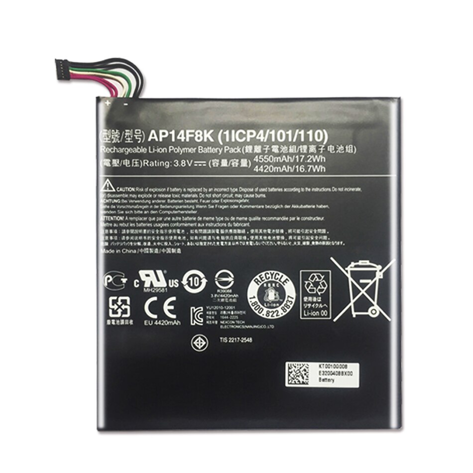 Li-ion Polymer Battery AP14F8K 4550mAh - Replacement Battery for Acer Iconia Tab A1-850 B1-810 B1-820 B1-830 W1-810