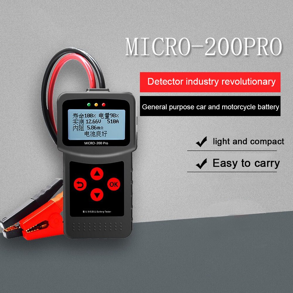 MICRO-200 PRO probador de batería de coche 12V 24V AGM EFB Gel sistema de batería analizador camión motocicleta automotriz herramienta de diagnóstico de coche