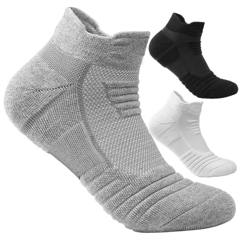 S 3- pack sportshåndklæde til mænd tyk basketballsok ankelfrotté vinter varm ensfarvet herre stor størrelse bomuld korte sokker 44464749