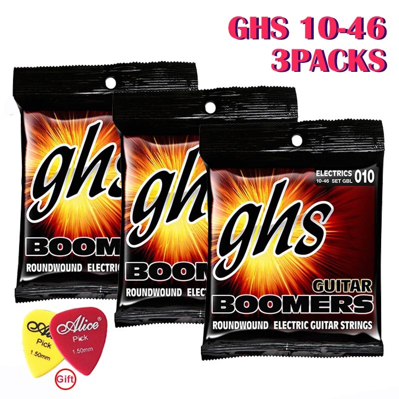 ! [1PACK/3PACKS] GHS Electric Guitar Strings Boomer Set Extra Light Nickel Steel 09-42 / Light 10-46 With guitar picks