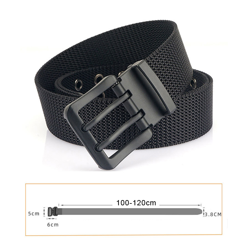 MEDYLA Classic Canvas Belt Men Metal Double Pin Buckle Casual Strap Belt for Men Strap MN3008