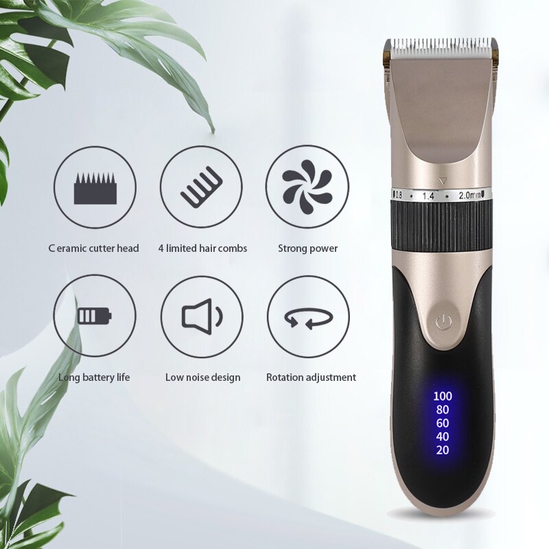 Hair Trimmer Digital Usb Rechargeable Hair Clipper for Men Hair Cutter Barber Machine Haircut Ceramic Blade Razor