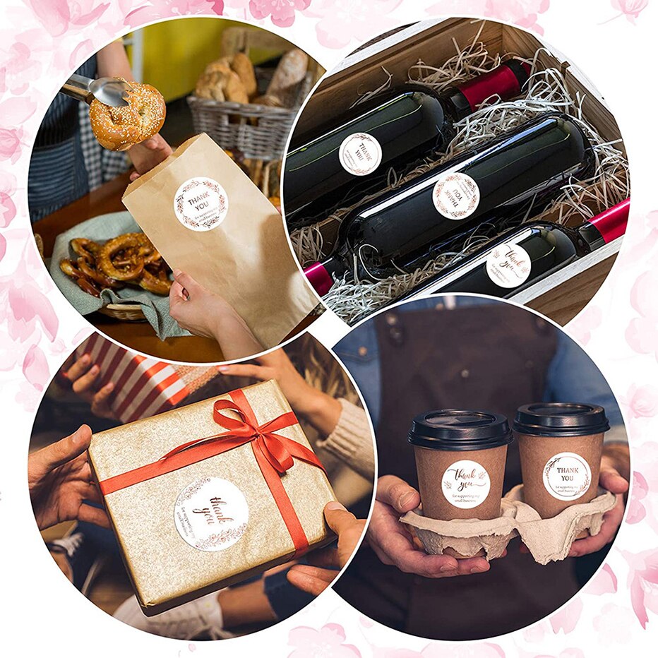 50pcs Gold Foil Thank You Cards Birthday Party Baby Shower Wedding Packing Decoration Cards Label Stickers