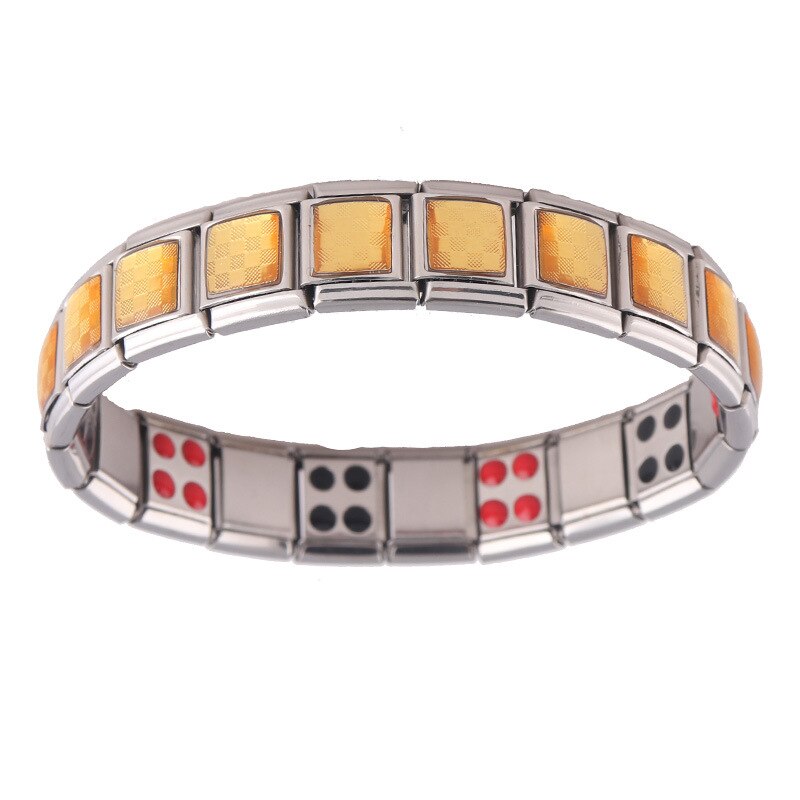 Bijoux or luxe élasticité élastique énergie mouvement magnétique Germanium breloque italienne Bracelet acier inoxydable ST15